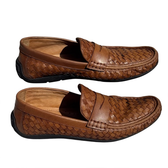 Flag Ltd Woven Leather Loafers Brown 9M Slip On Casual Comfort main image 5